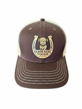 Farm Girl Tough leather patch trucker hat